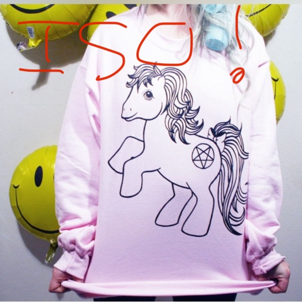 Pink Graphic Sweatshirt with Pony Design